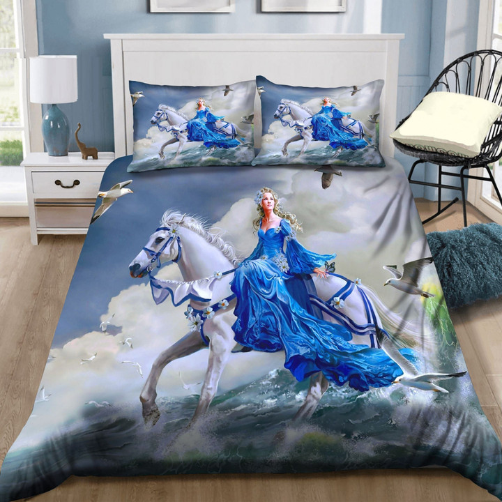 Beautiful Girl With White Horse Bedding Set MH03159893