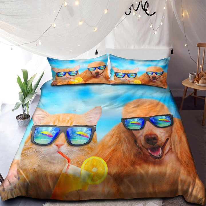 Cat And Dog Love Summer Bedding Set MH03159973