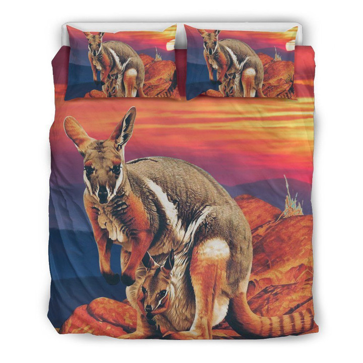 Australia Kangaroo Duvet Cover Set Mom And Baby At The Sunset Bedding Set MH03162603