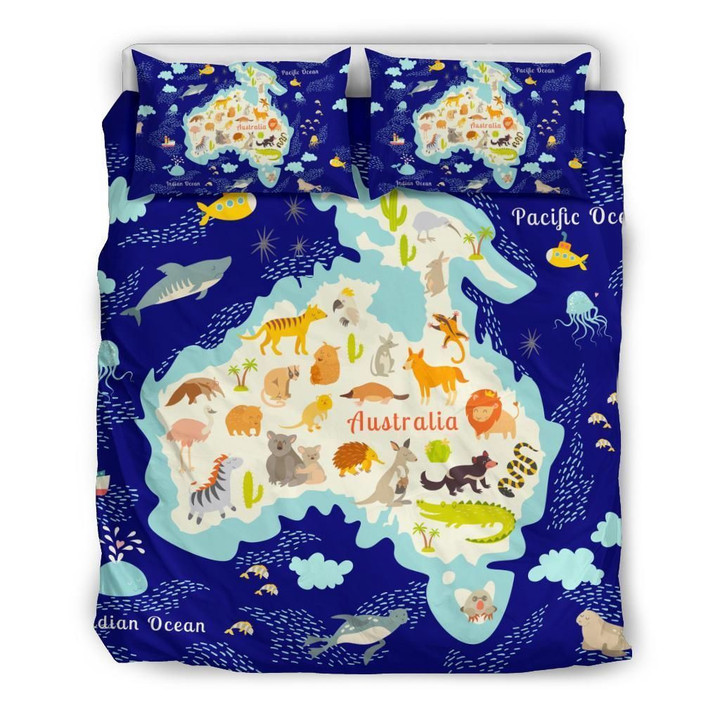 Australia Duvet Cover Set Map With Animals Bedding Set MH03162555