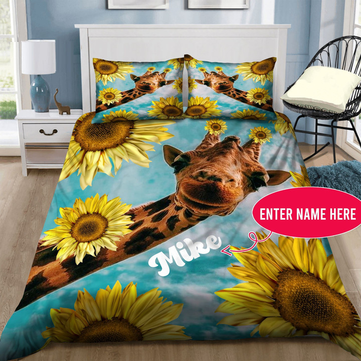 Giraffe Sunflower Personalized Bedding Set MH03162008