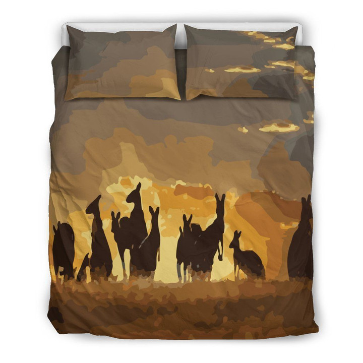 Australia Duvet Cover Set Kangaroo Family Sunset Bedding Set MH03162533