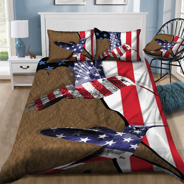 Hummingbird American Flag Bedding Set MH03162059