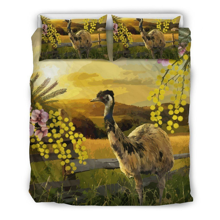 Australia Duvet Cover Set Emu And Golden Wattle Flower Bedding Set MH03162520