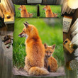 3D Fox Mom And Baby On The Green Grass Cotton Bed Sheets Spread Comforter Duvet Bedding Sets BDN229384