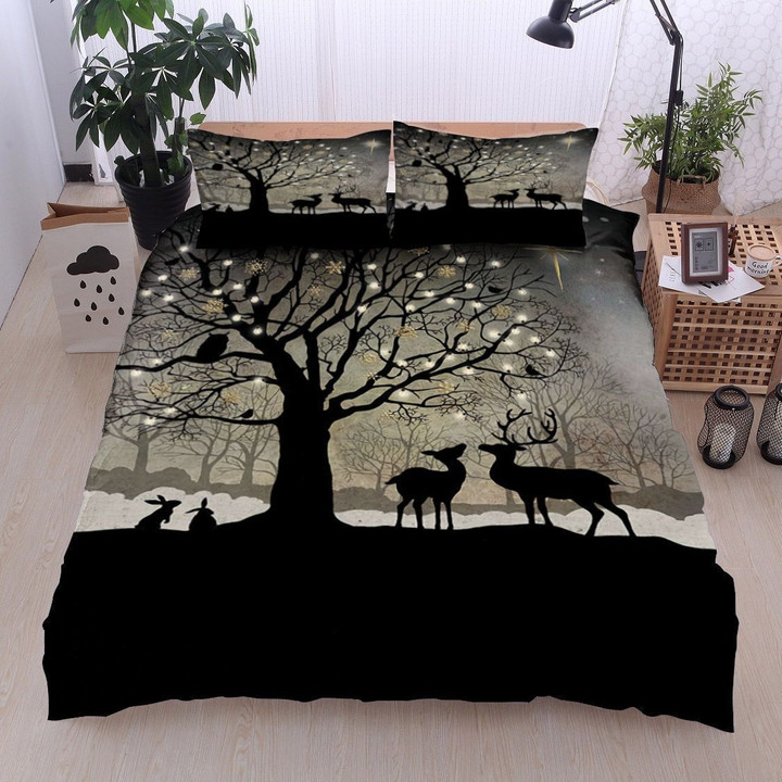 3D Christmas Tree Reindeer Owl Rabbit Cotton Bed Sheets Spread Comforter Duvet Bedding Sets BDN229384