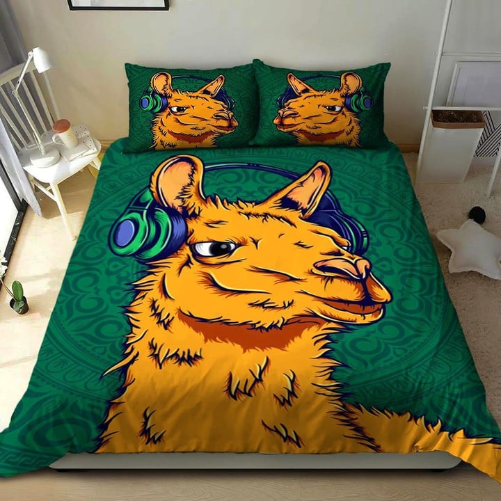 3D Llama With Headphone Cotton Bed Sheets Spread Comforter Duvet Bedding Sets BDN229384