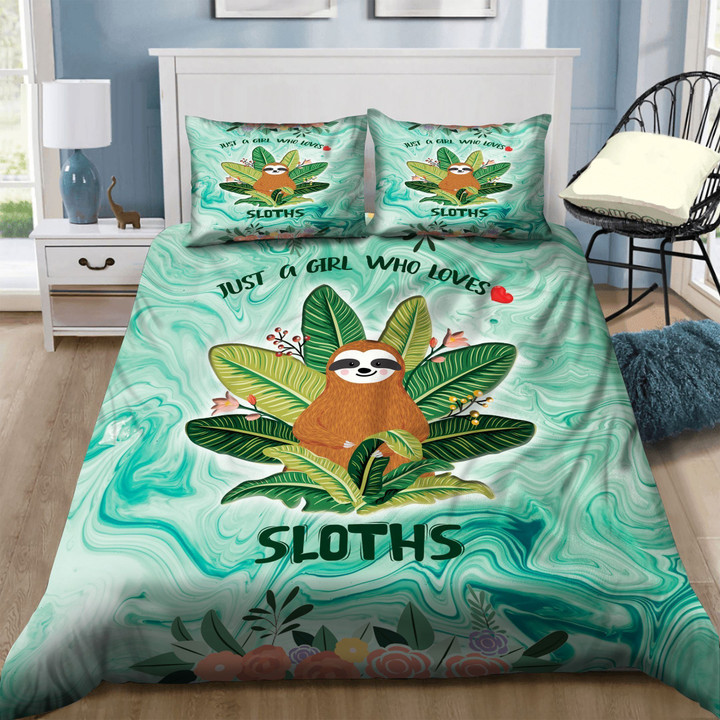 3D Just A Girl Who Loves Sloths Cotton Bed Sheets Spread Comforter Duvet Bedding Sets BDN229384