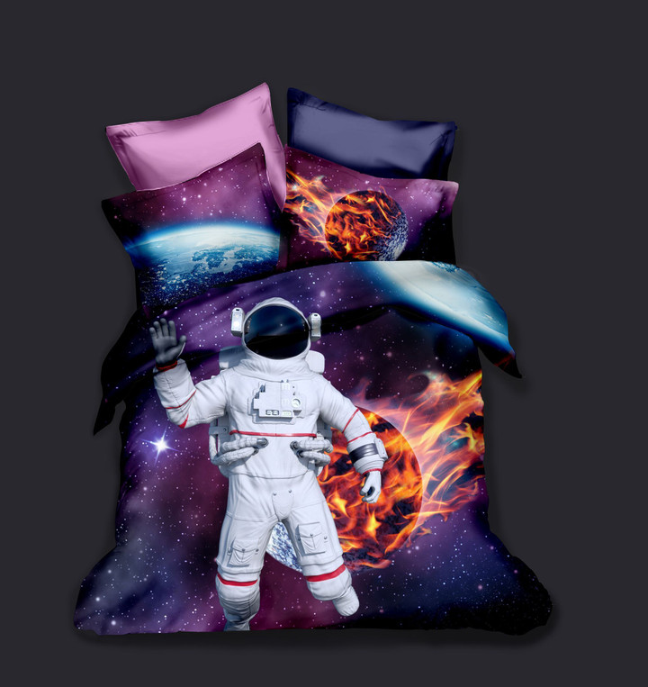 3d Astronaut Galaxy Flame Planet Bedding Set Duvet Cover Bedding Sets BDN229384