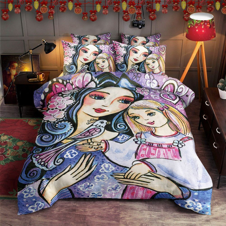 3D Mother And Daughter Cotton Bed Sheets Spread Comforter Duvet Bedding Sets BDN229384