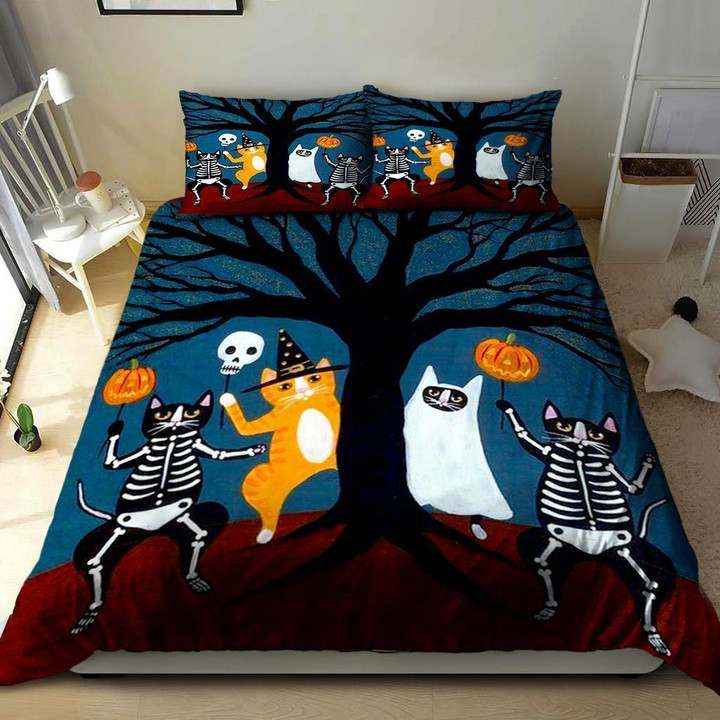 3D Cat Disguising On Halloween Day Cotton Bed Sheets Spread Comforter Duvet Bedding Sets BDN229384