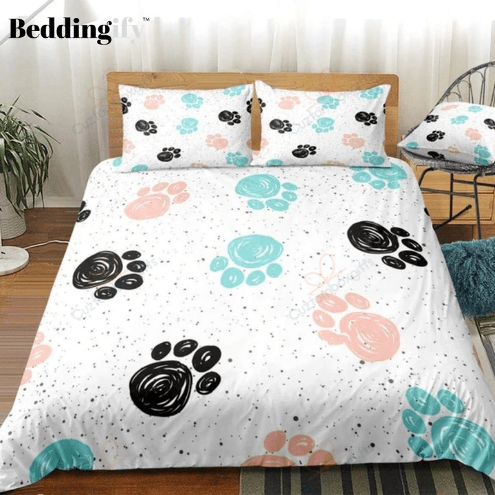 Cute Dog Drawn Paw Print Bedding Sets BDN267223