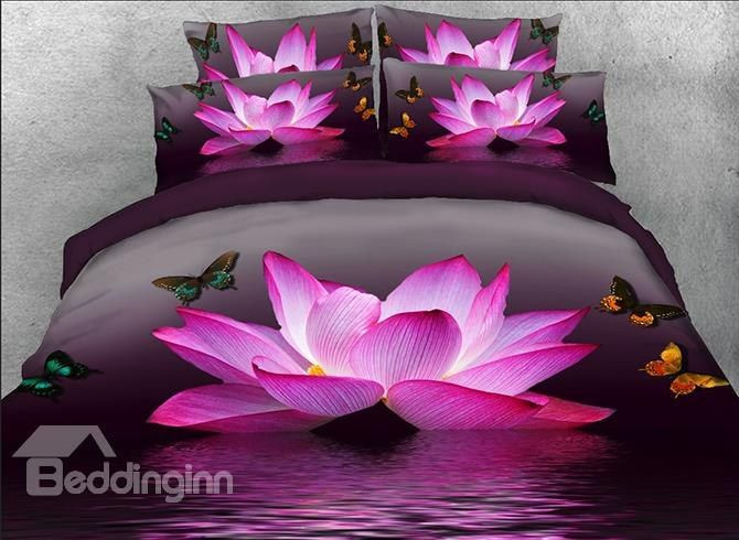 Vivilinen Pink Lotus And Butterfly Bedding Sets BDN266382