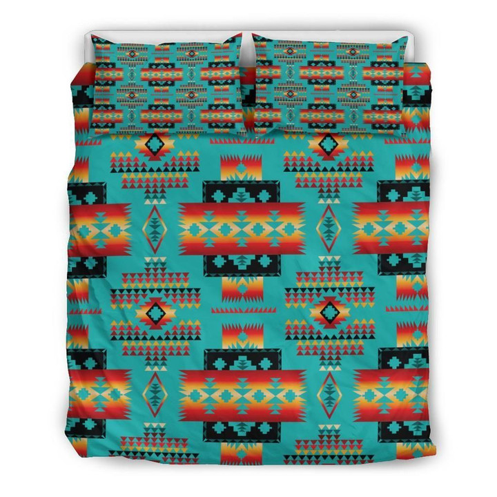 Blue Native Tribes Pattern Native American Bedding Sets BDN266741