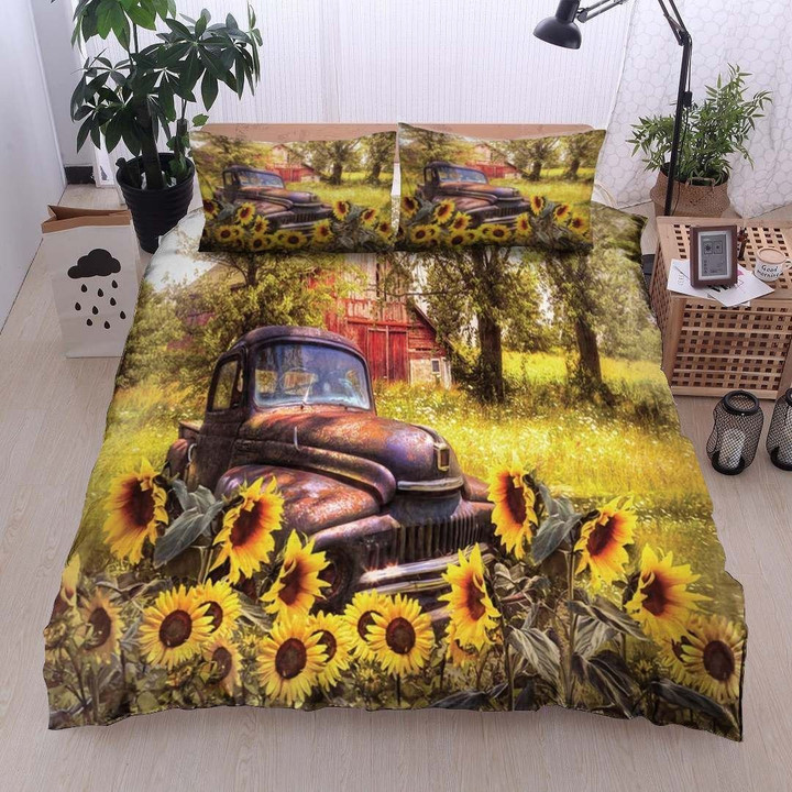 Truck Farm Garden Flower Sunflower Bedding Sets BDN267982