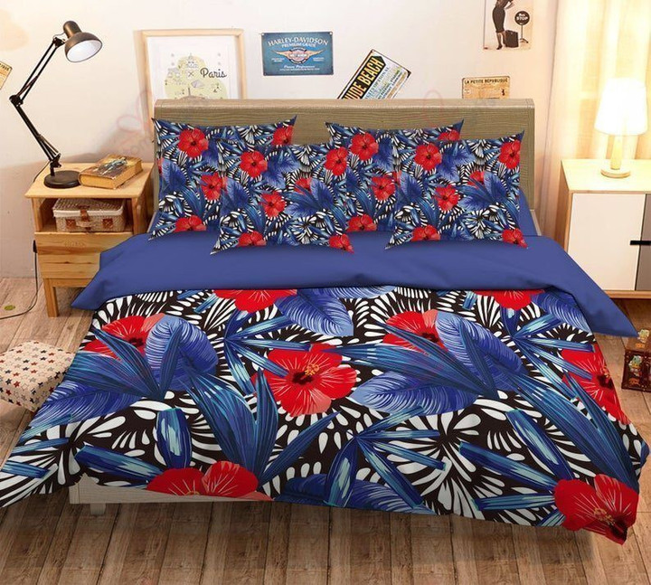 Blue And Red Flowers Bedding Sets BDN269397