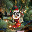 BLACK Boston Terrier-Xmas Boot-Two Sided Ornament