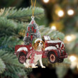 Cavalier King Charles Spaniel 2-Christmas Truck Two Sided Ornament