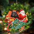 Poodle-Santa & dog Hanging Ornament