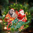 English Bulldog-Santa & dog Hanging Ornament