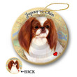 Map dog Ornament-Japanese Chin Red & White Porcelain Hanging Ornament