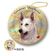 Map dog Ornament-German Shepherd (White) Porcelain Hanging Ornament