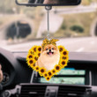Pomeranian-Sunflower Heart gift Car Ornament
