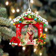 Golden Retriever 3-Christmas House Two Sided Ornament