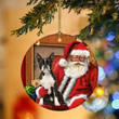 Boston Terrier With Santa Christmas Ornament