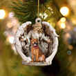 Staffordshire Bull Terrier 2-Angel Hug Winter Love Two Sided Ornament
