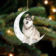 Siberian Husky 1-Sit On The Moon-Two Sided Ornament