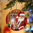 Boxer With Santa Christmas Ornament