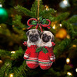 Pugs Inside Your Gloves Christmas Holiday-Two Sided Ornament