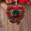 Black Maltipoo-Heart Wreath Two Sides Ornament