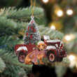 Red Dachshund-Christmas Truck Two Sided Ornament