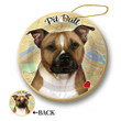 Map dog Ornament-Pit Bull (Uncrop Cream & White) Porcelain Hanging Ornamen