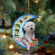 Bichon Frise Sit On The Blue Moon-Two Sided Ornament