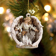 Jack Russell Terrier (8)-Angel Hug Winter Love Two Sided Ornament
