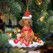 RED Dachshund-Better Christmas Hanging Ornament