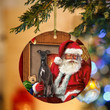 Greyhounds With Santa Christmas Ornament