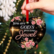 You Are God?s Precious Jewel - Adorable Roses Ceramic Heart Ornament AM136