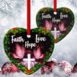 Faith, Hope And Love - Mistletoe Ceramic Heart Ornament CC11