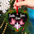 Faith, Hope And Love - Mistletoe Ceramic Heart Ornament CC11