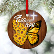 Butterfly Christian Ceramic Circle Ornament - Faith Over Fear AH80