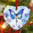 Butterfly And Flower Ceramic Heart Ornament - In Jesus, We Trust AM21