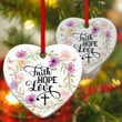 Faith, Hope And Love - Flower Ceramic Heart Ornament CCO5
