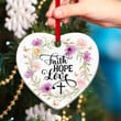 Faith, Hope And Love - Flower Ceramic Heart Ornament CCO5