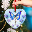Butterfly And Flower Ceramic Heart Ornament - In Jesus, We Trust AM21