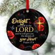 Jesuspirit | Cross And Butterfly | Delight Yourself In The Lord | Psalm 37:4 | Roses Ceramic Heart Ornament CM2