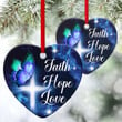 Cross Ceramic Heart Ornament - Faith, Hope And Love CCO2